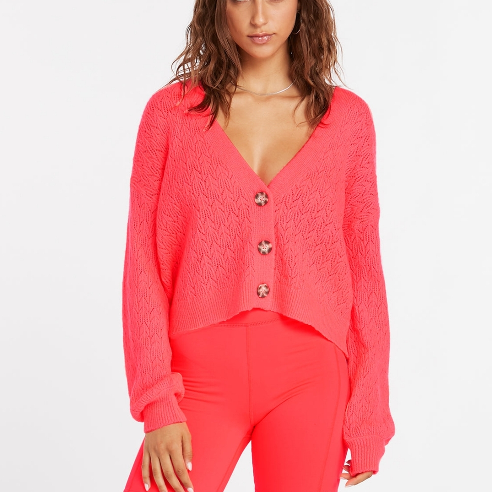 Volcom - Cardigan Beach Sweater - Electric Coral -Size Small